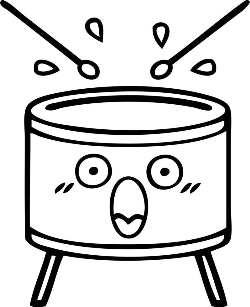 line drawing cartoon drum vector