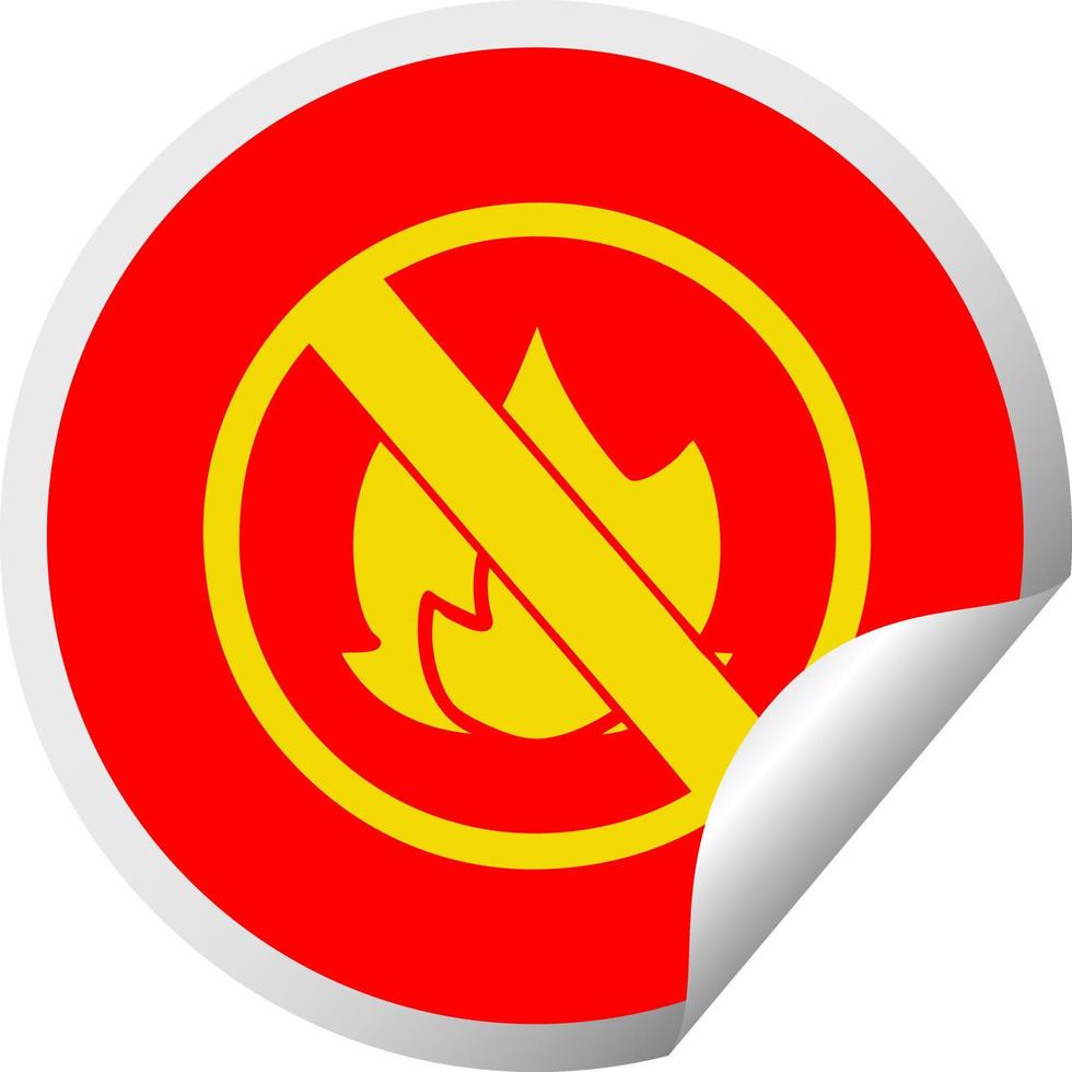 circular peeling sticker cartoon no fire allowed sign vector