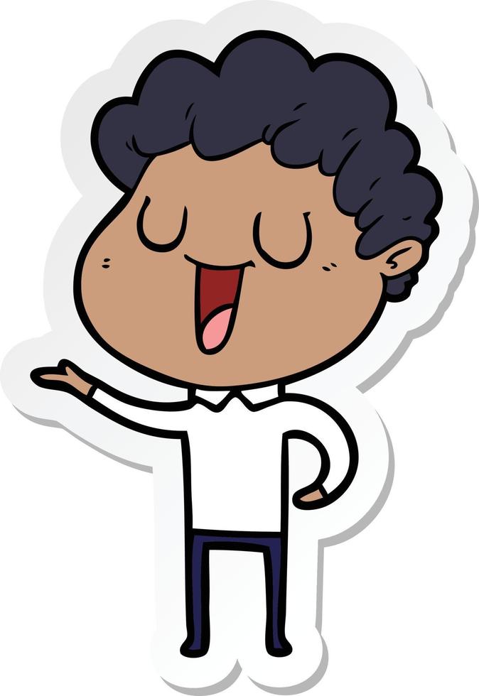 sticker of a laughing cartoon man vector