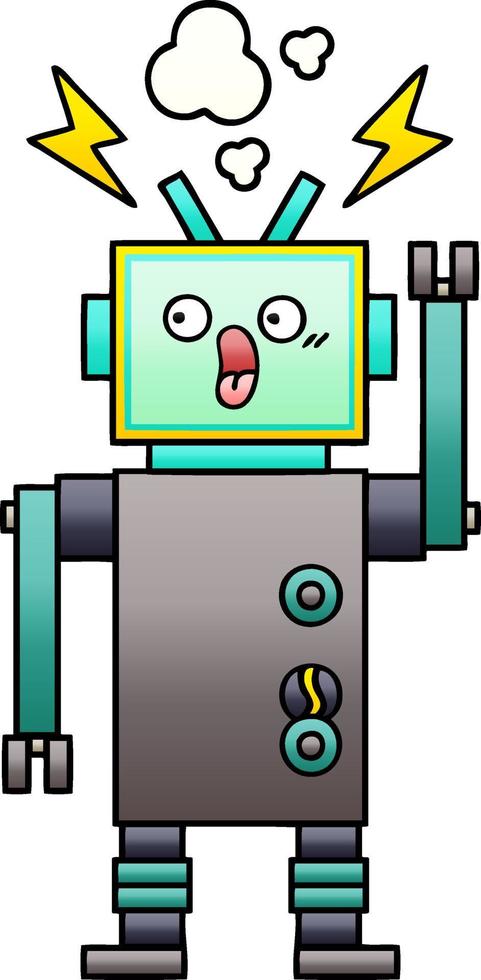 robot de dibujos animados sombreado degradado vector