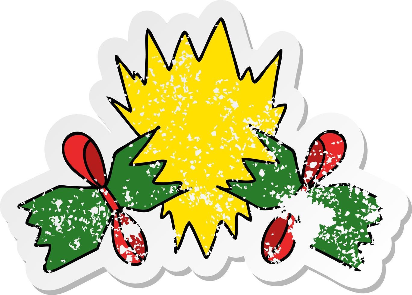 distressed sticker of a quirky hand drawn cartoon pulled cracker vector