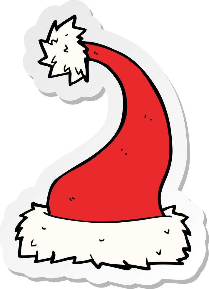 sticker of a cartoon santa hat vector