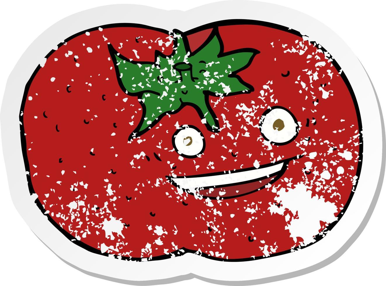retro distressed sticker of a cartoon tomato vector