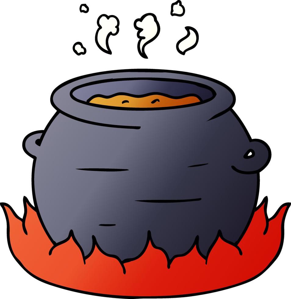 gradient cartoon doodle of a pot of stew vector
