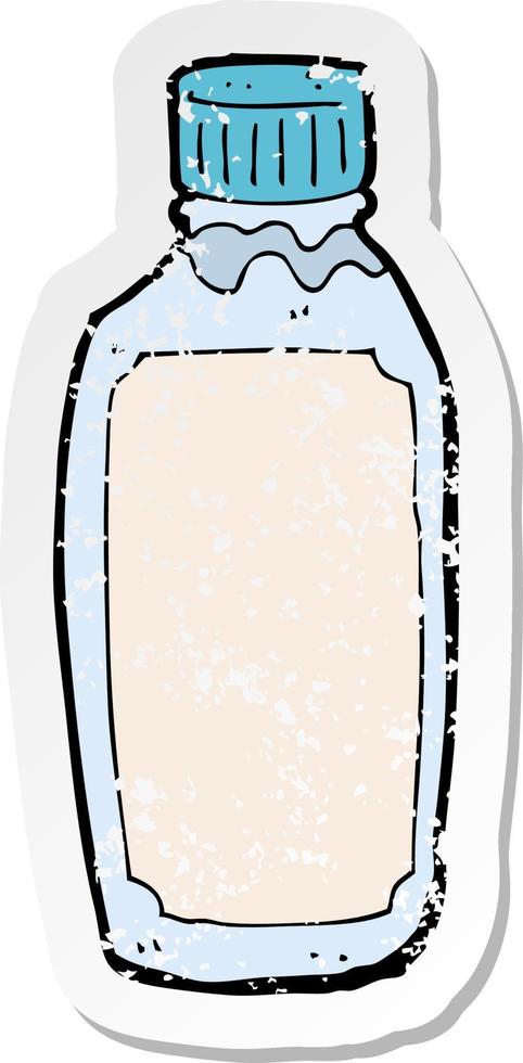 retro distressed sticker of a cartoon drink bottle vector