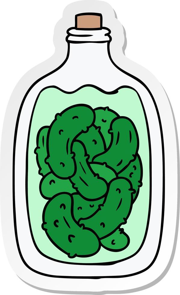 sticker cartoon doodle jar of pickled gherkins vector