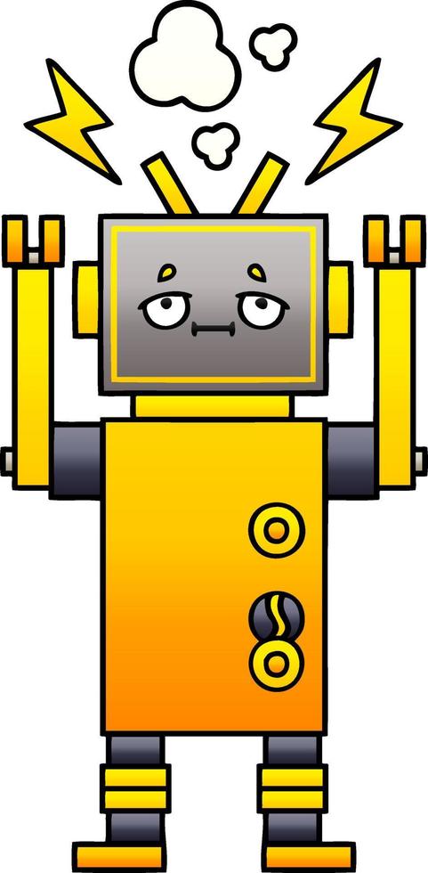 gradient shaded cartoon malfunctioning robot vector