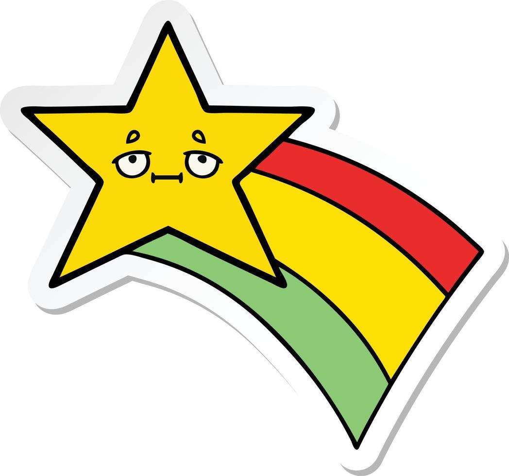 sticker of a cute cartoon shooting rainbow star vector