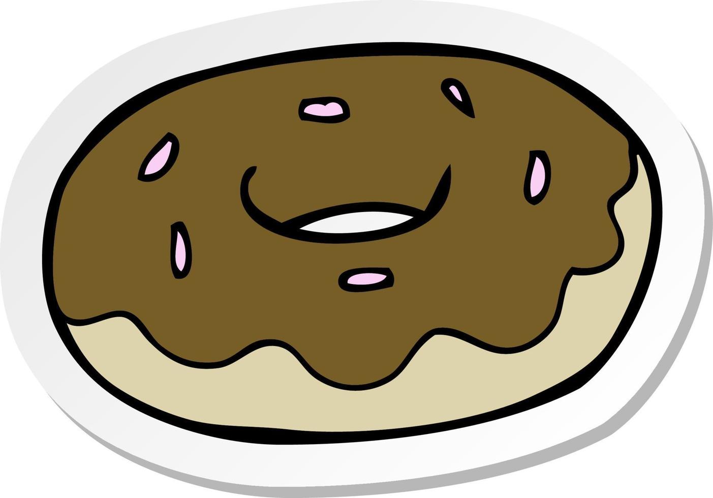 sticker of a cartoon donut vector