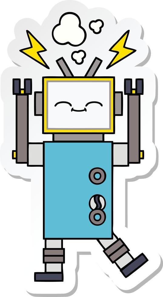 sticker of a cute cartoon robot vector