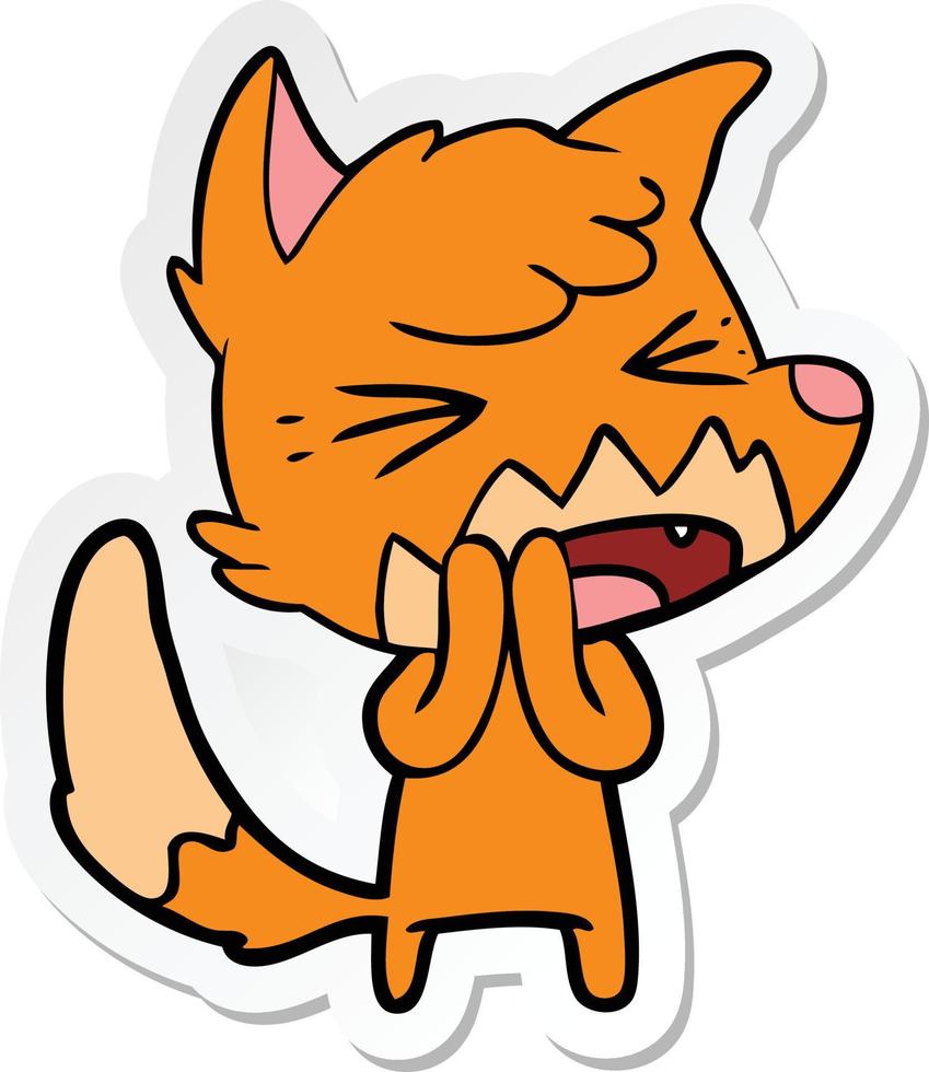 sticker of a angry cartoon fox vector