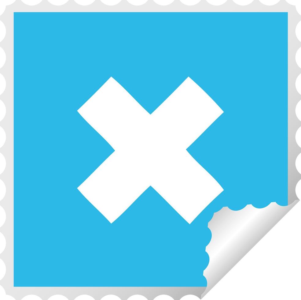 square peeling sticker cartoon multiplication symbol vector