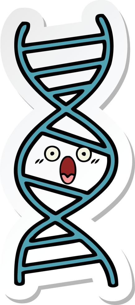 sticker of a cute cartoon DNA strand vector