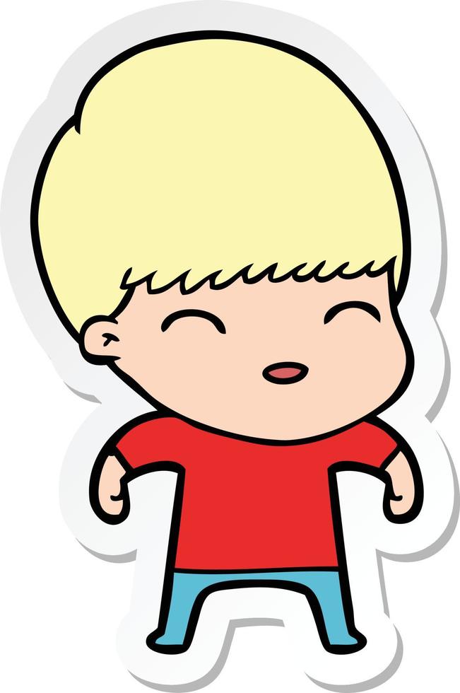 sticker of a happy cartoon boy vector