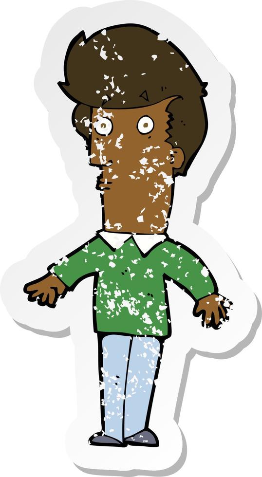 retro distressed sticker of a cartoon startled man vector