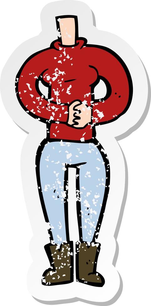 retro distressed sticker of a cartoon female body vector