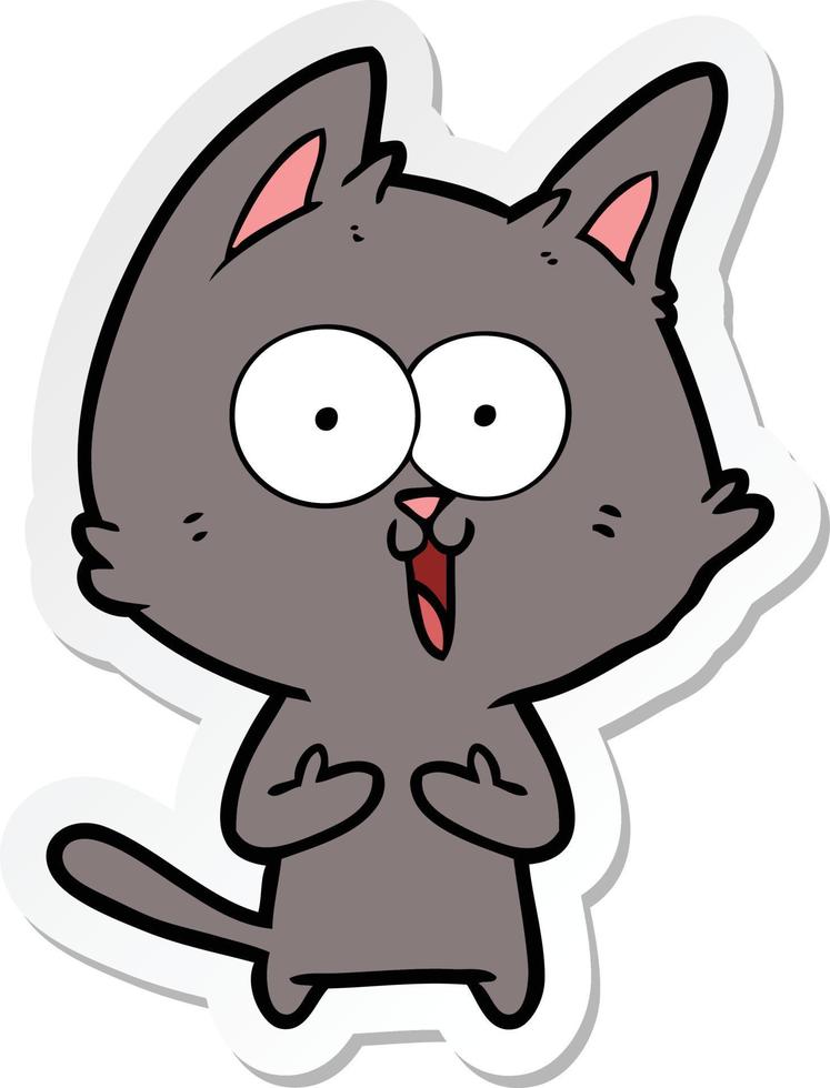 sticker of a funny cartoon cat vector