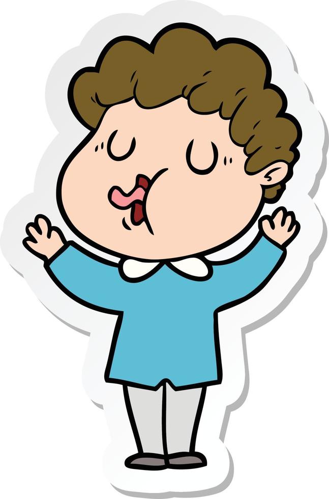 sticker of a cartoon man singing vector