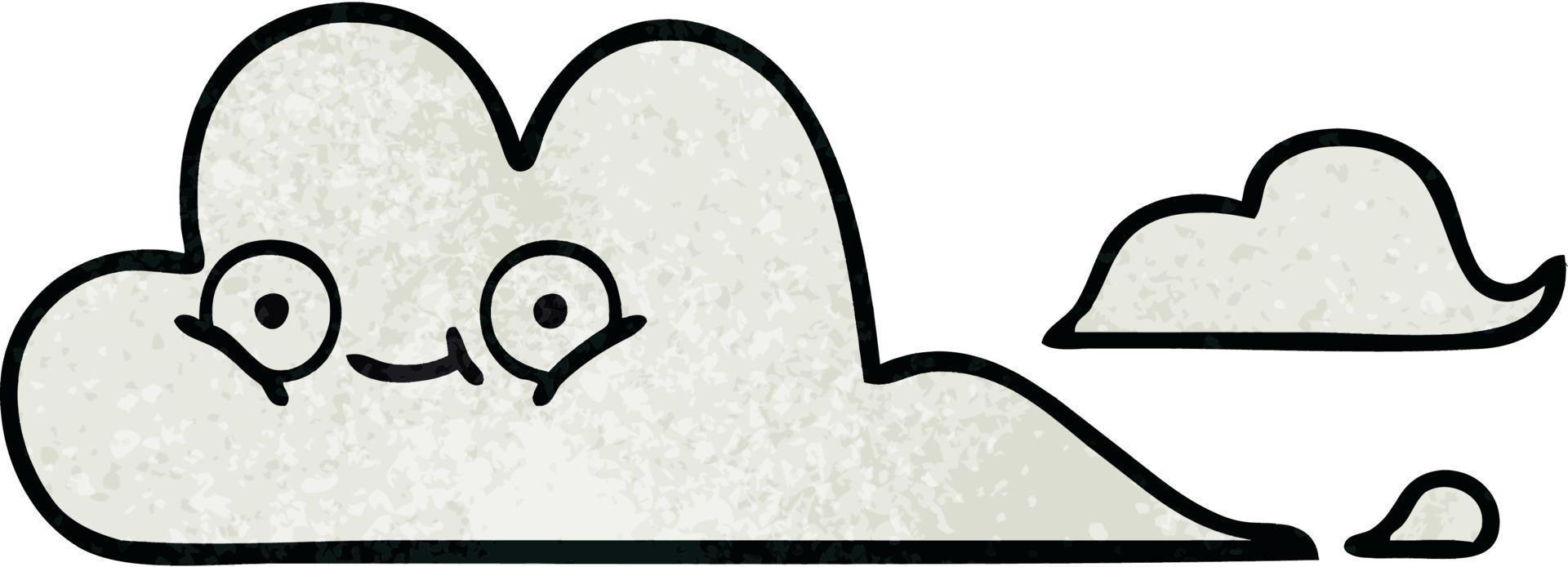retro grunge texture cartoon white cloud vector