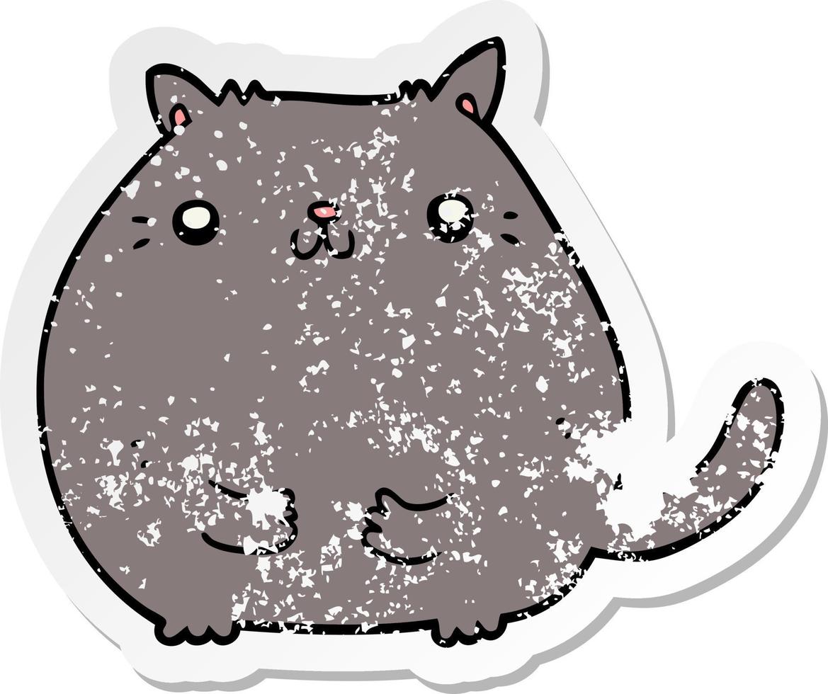 distressed sticker of a cartoon cat vector