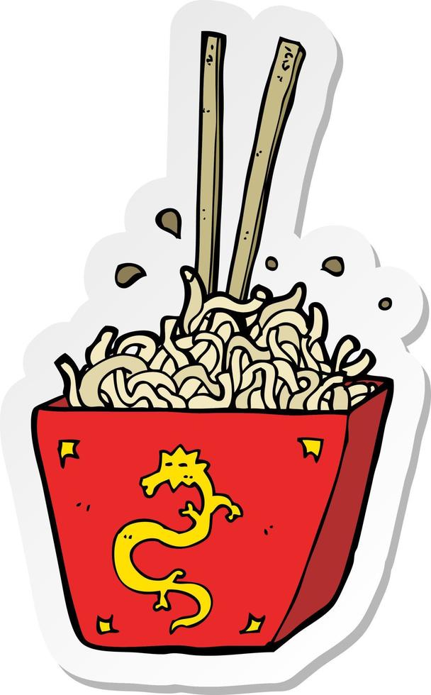 pegatina de una caricatura de fideos en una caja vector