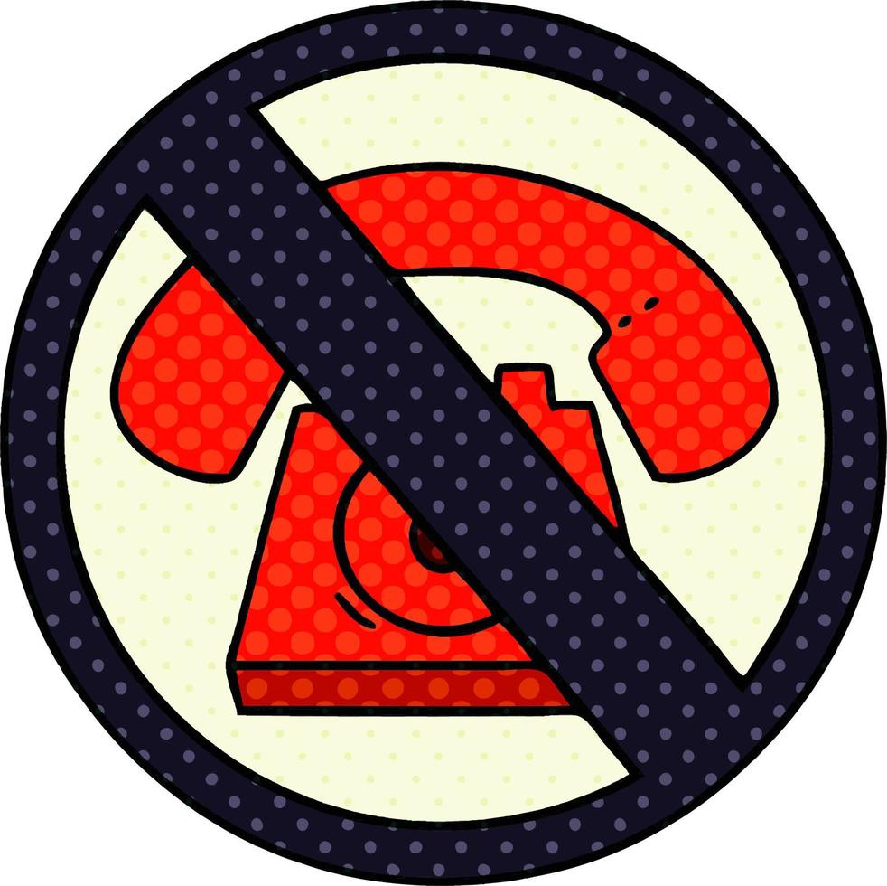 comic book style cartoon no phones allowed sign vector