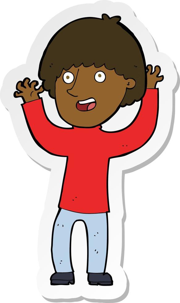 sticker of a cartoon happy boy laughing vector