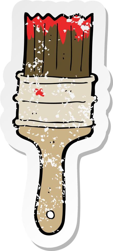 retro distressed sticker of a cartoon paint brush vector