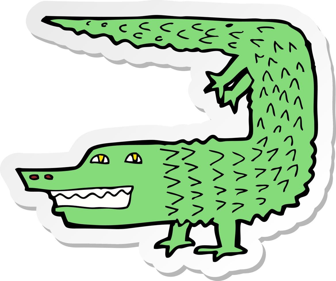 sticker of a cartoon crocodile vector