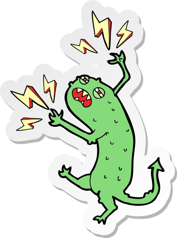 sticker of a cartoon little monster vector
