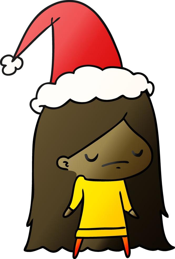 christmas gradient cartoon of kawaii girl vector