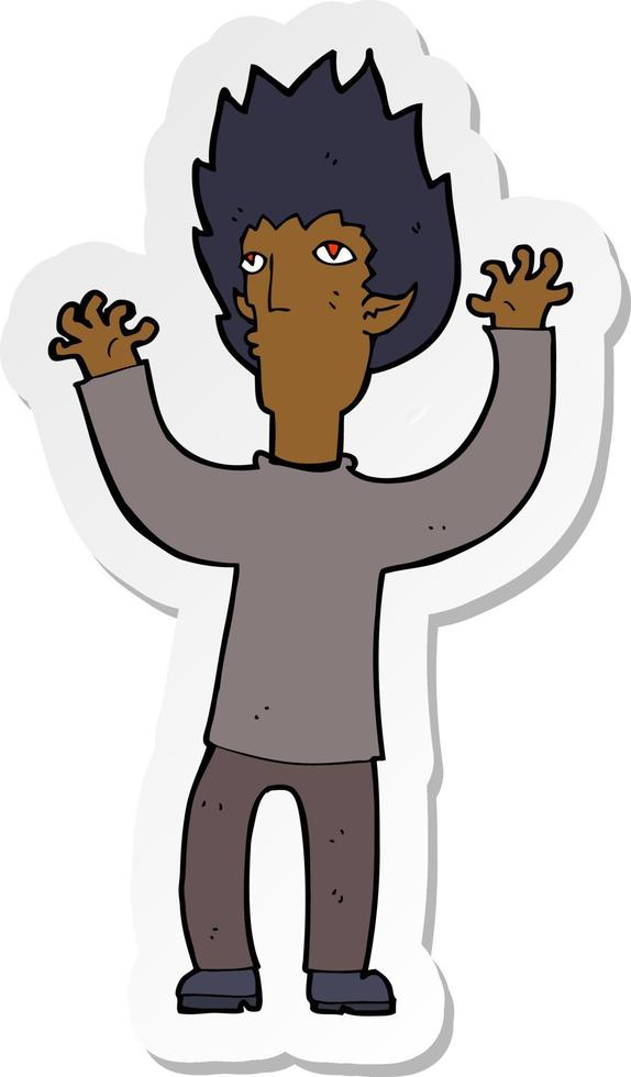 sticker of a cartoon vampire vector