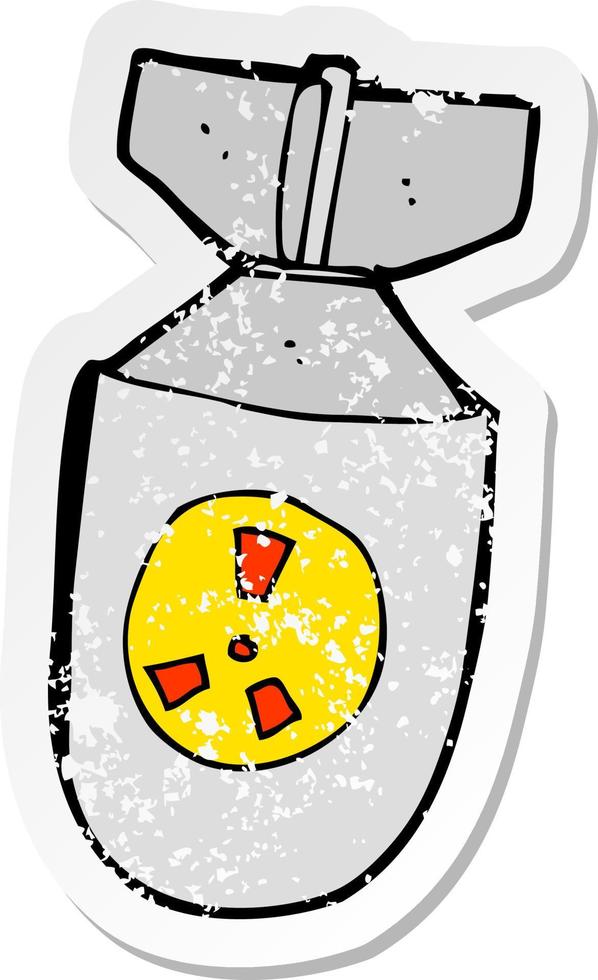 retro distressed sticker of a cartoon atom bomb vector