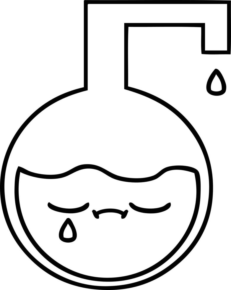 line drawing cartoon science experiment vector