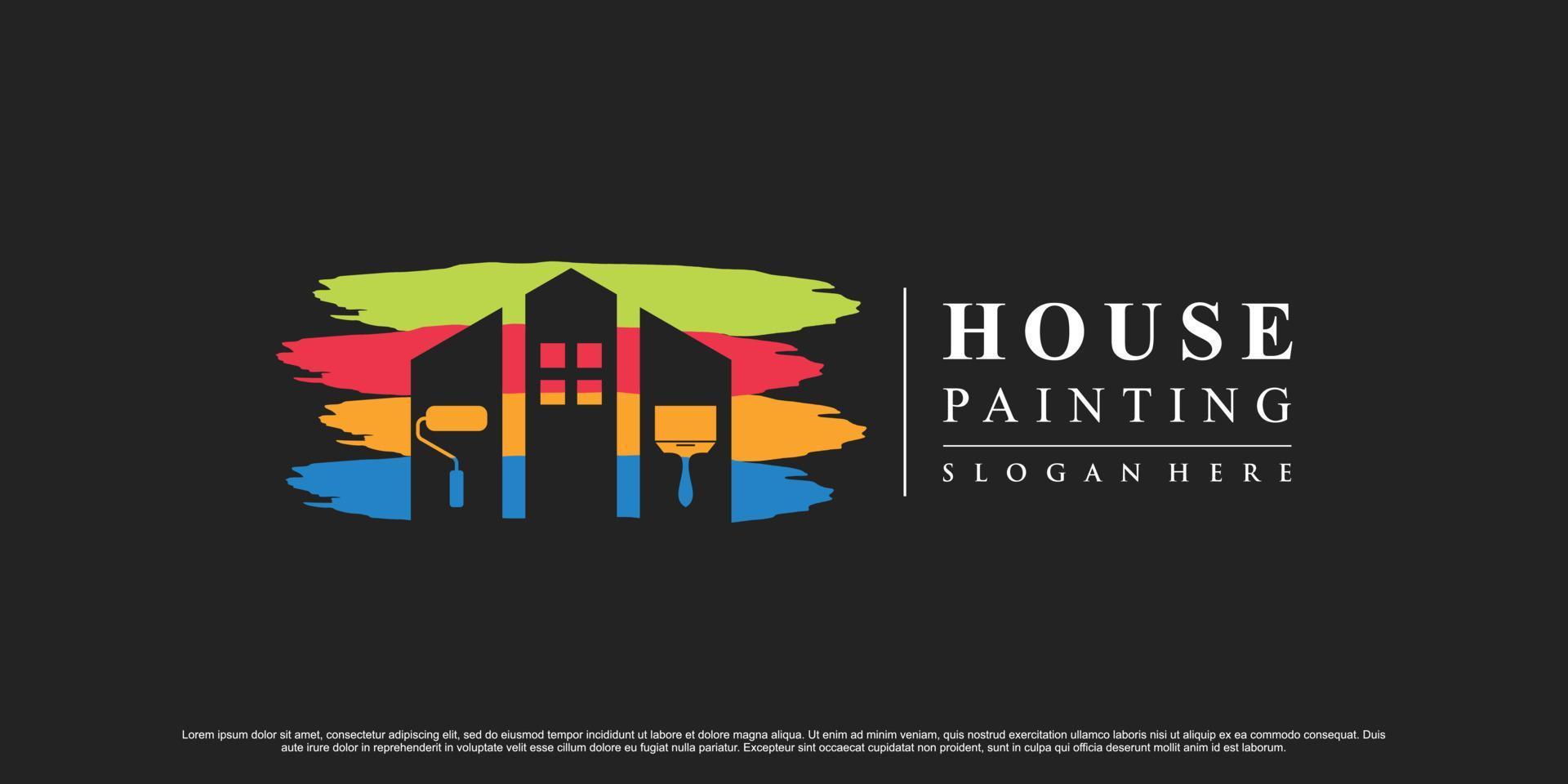 Paint house logo design inspiration with creative element Premium Vector