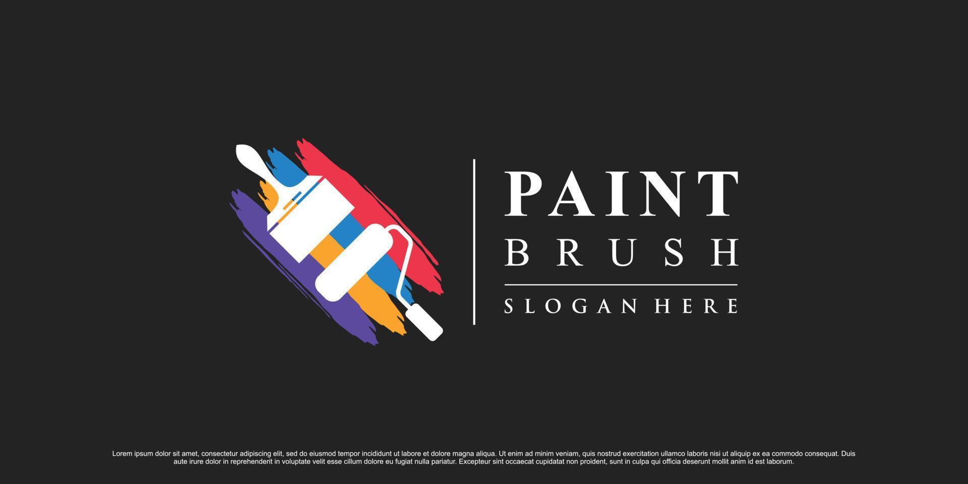 Creative paint icon and brush logo design inspiration with creative element Premium Vector
