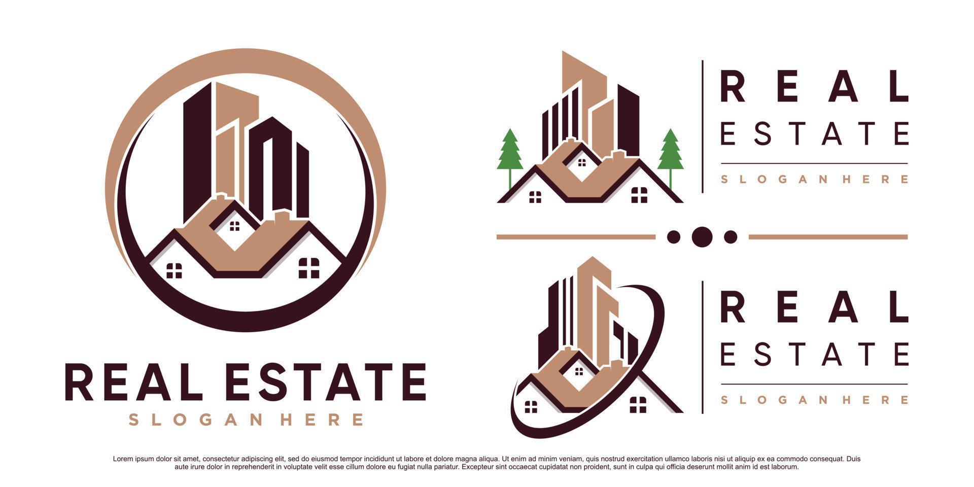 Set collection of real estate building logo design inspiration with modern concept Premium Vector