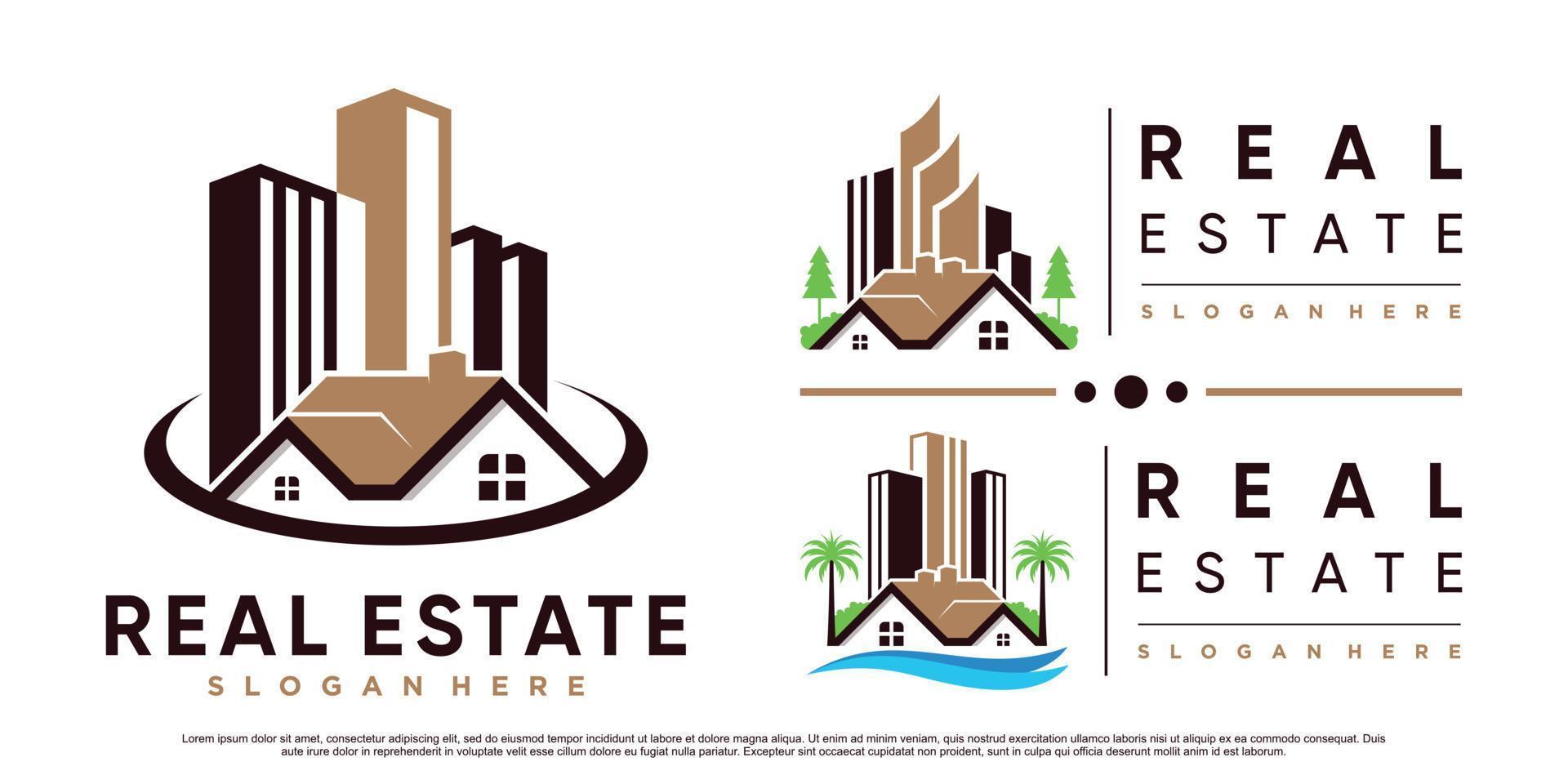 Set collection of real estate building logo design inspiration with modern concept Premium Vector