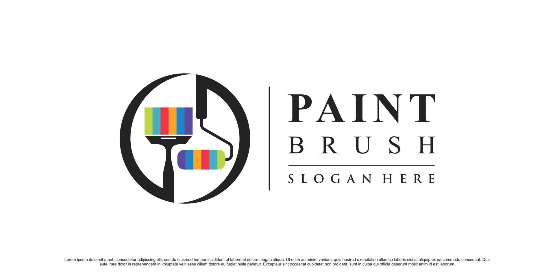 icono de pintura creativa e inspiración de diseño de logotipo de pincel con vector premium de elemento creativo
