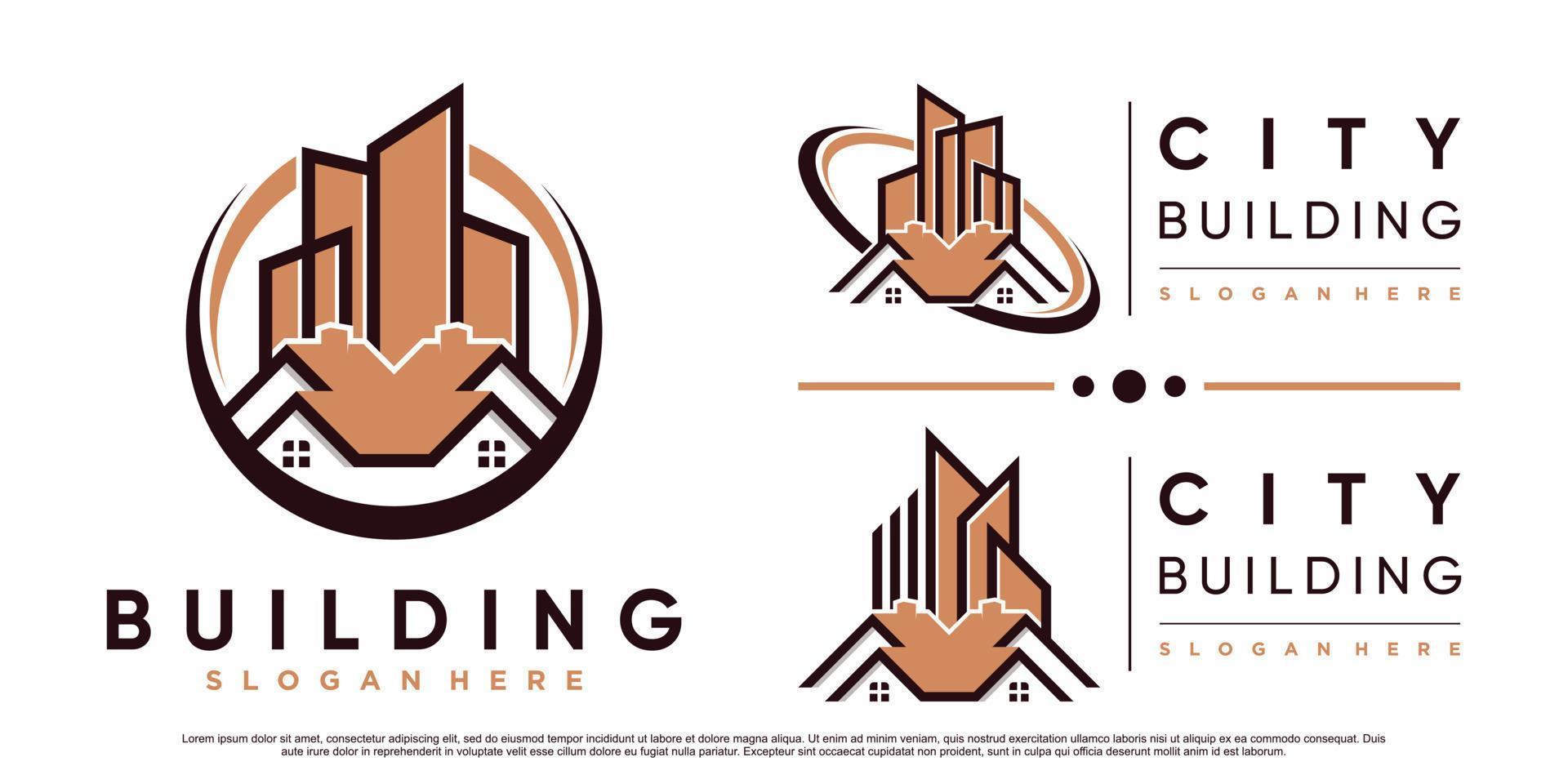 Set of abstract building architecture logo design with creative element Premium Vector