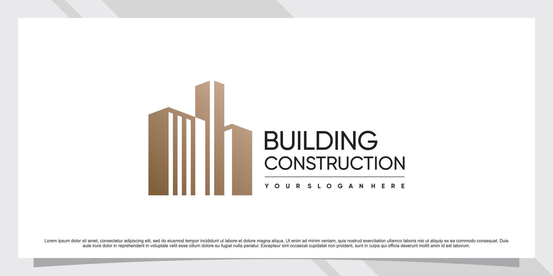 Building logo design for business construction with creative concept Premium Vector