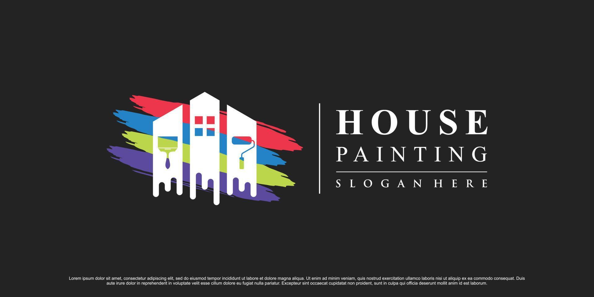 Paint house logo design inspiration with creative element Premium Vector