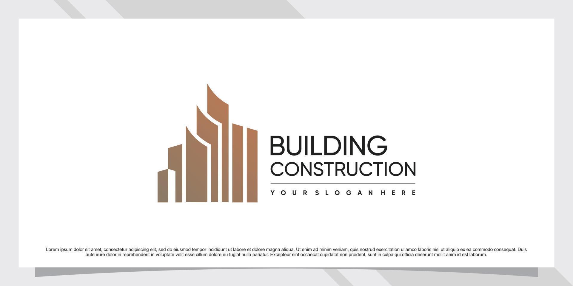 Building logo design for business construction with creative concept Premium Vector