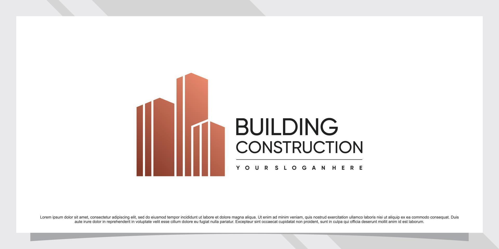 diseño de logotipo de construcción para construcción de negocios con vector premium de concepto creativo