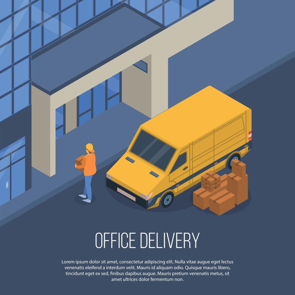 Office delivery concept background, isometric style vector
