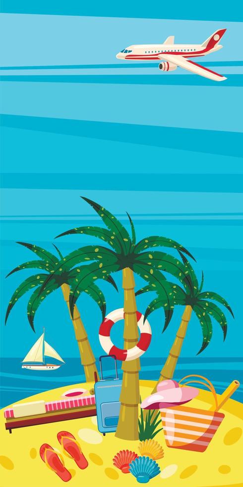 Sea rest banner vertical concept, cartoon style vector
