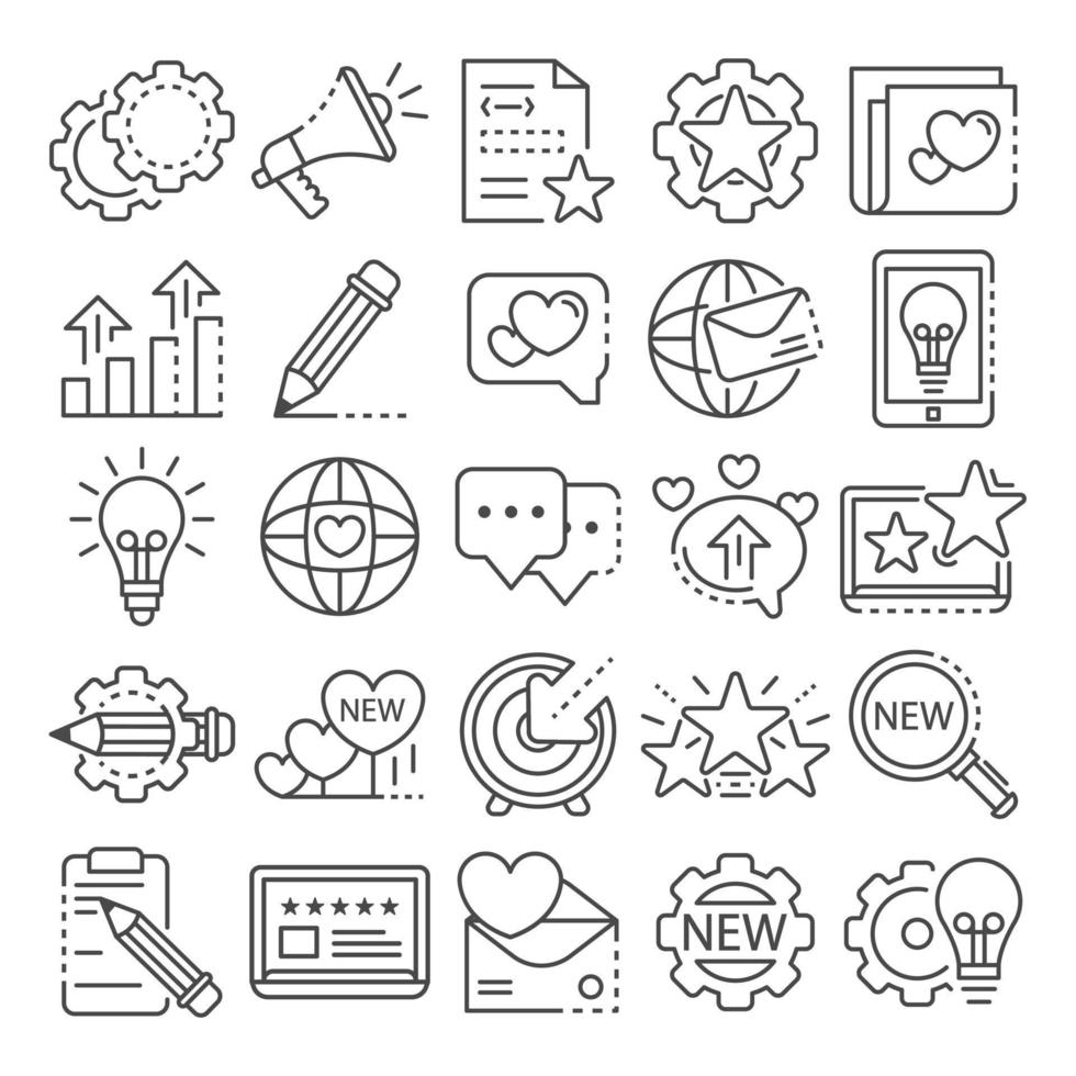 Brand icon set, outline style vector