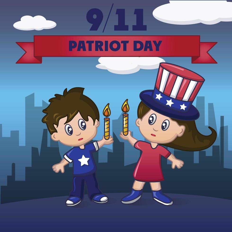 Patriot day america concept background, cartoon style vector
