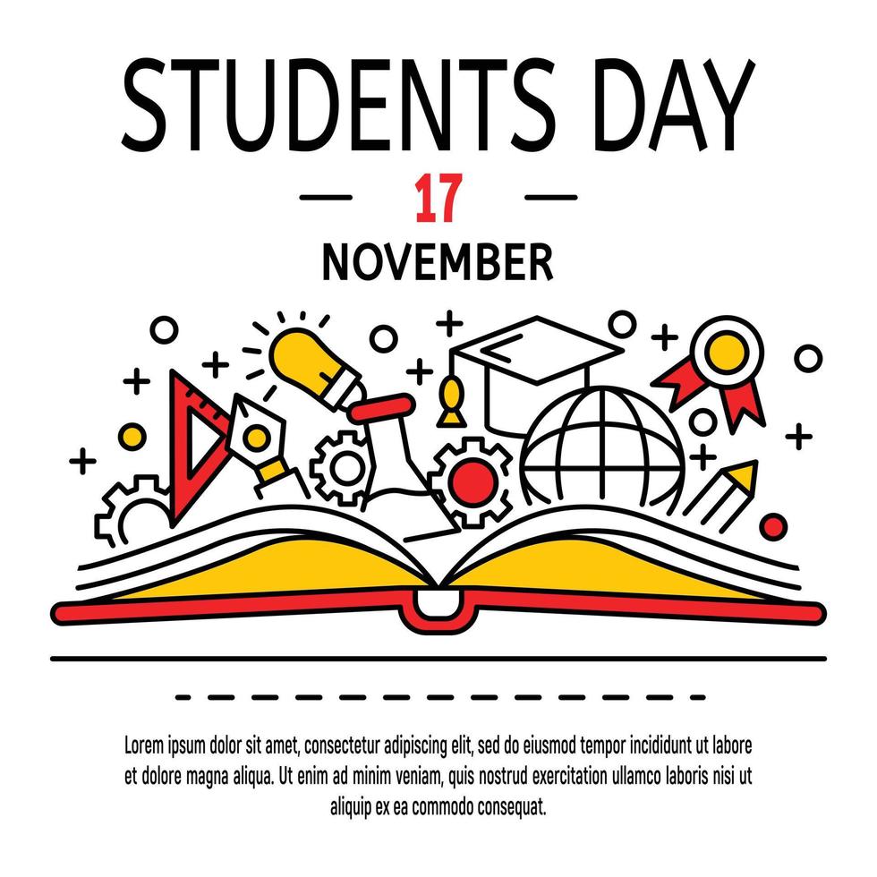 Students day concept background, outline style vector