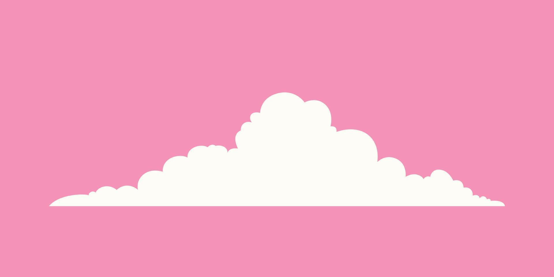 nube de dibujos animados simple aislada en el vector de fondo rosa. Nubes vectoriales realistas de diseño plano.